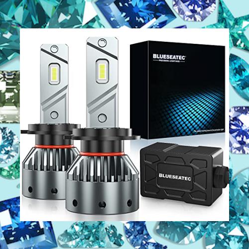 【明るさが最強】BLUESEATEC H7 LEDヘッドライト バイク 爆光 20000LM 50W 超高輝度 車検対応 キャンセラー内蔵 12V/24v（ハイブリッド車の通販は 6,109円