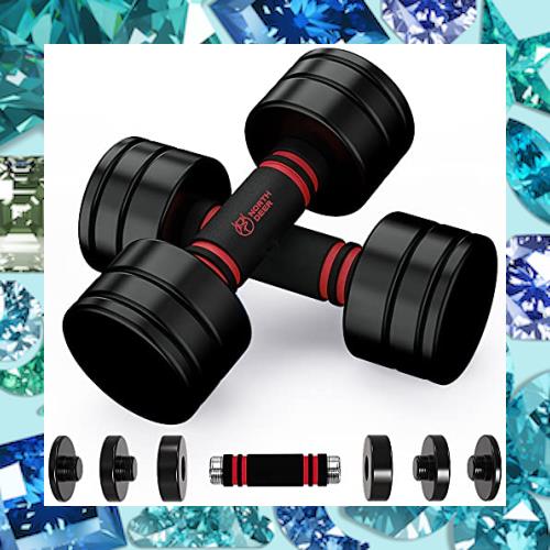 【公式】Northdeer ダンベル 可変式 小型 スチール製 10kg (5kg/7kg/8kg/10kg) ブラック／黒色 家庭用 (10kg×2個)