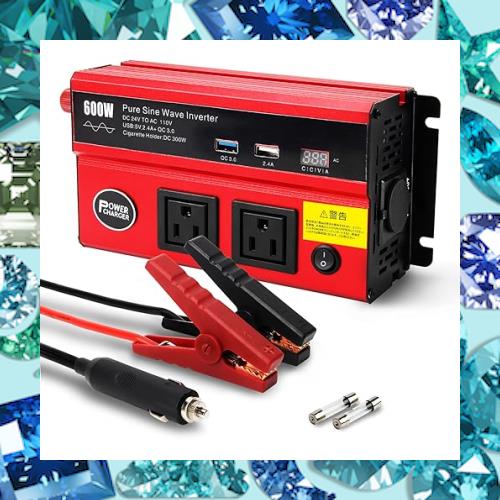 OPPLIGHT インバーター 24V 100V 正弦波 600W シガーソケット コンセント カーインバーター 純正弦波 DC24VをAC100V〜110Vに交換 24V トラの通販は