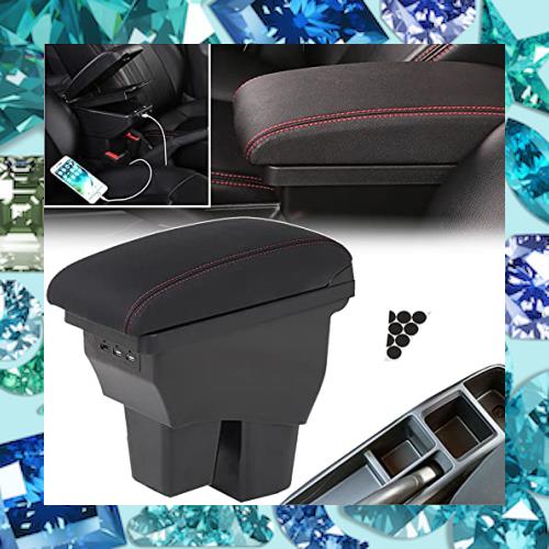 Akmsx ホンダ フィット GK3 GK4 GK5 GK6 GP5 車用アームレスト 組み立て不要の一体式 車内大容量収納ボック センターコンソールボックス