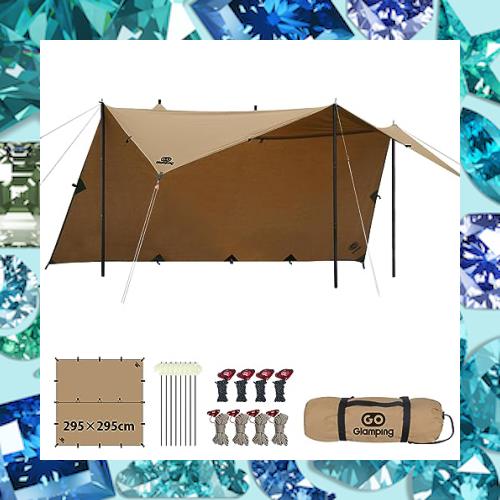 GOGlamping HENGEN+スクエアタープTC 正方形タープ ポリコットン 焚き火可 【19箇所ループ・特殊防水テープ付き】500mm耐水圧 撥水加工 8,537円