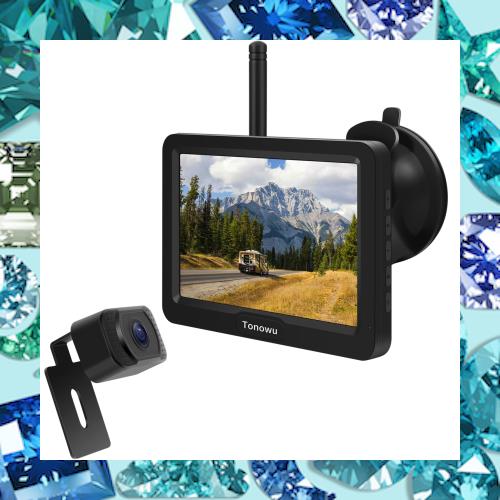 Tonowu バックカメラモニターセット ワイヤレスバックカメラ24v 5インチIPSモニター 12v-24vまで対応 デジタル信号 2分割表示可能 ガイドの通販は 12,617円