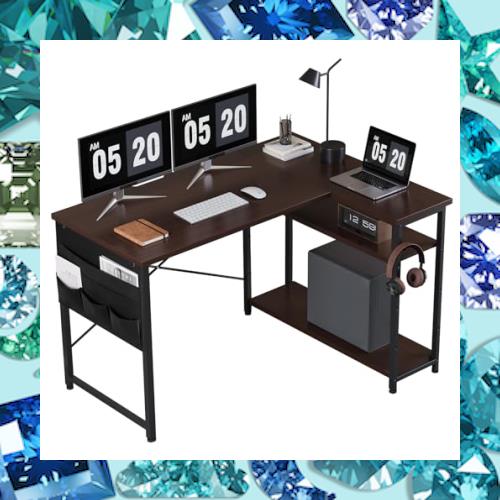 YeTom デスク l字デスク 机 pcデスク右棚左棚 幅107cm 勉強机 ?子 作業机 ワークデスク computer desk b?n h？c 学習机 収納袋付きパソコ