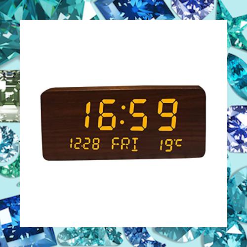 置き時計 デジタル カレンダー 温度 表示 めざまし機能 卓上時計 インテリア時計 シンプル 木目調 多機能 USB給電 プレゼント (ブラウン)の通販は