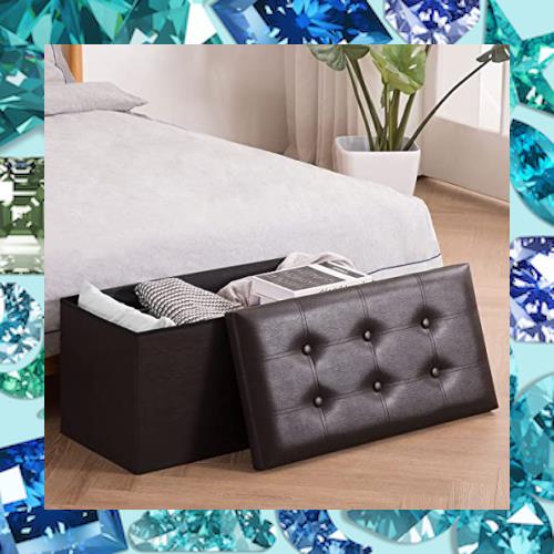 YOUDENOVA スツール収納 折りたたみ 二人掛け オットマン収納 ストレージチェア フットレスト 踏み台 リビング/玄関/寝室適用 PUレザー