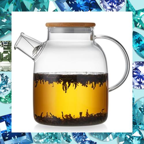 ポカロティー ガラスやかん 耐熱ガラス急須 ティーポット 直火対応 竹製蓋 割れにくい 透明 筒型ガラス製ポット 紅茶 緑茶 フルーツティの通販は 6,249円