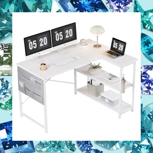 YeTom l字デスク 机 pcデスク ゲーミングデスク 右棚左棚 幅107cm 学習机 desk ゲーミングテーブル パソコンデスク 勉強机 ?子 b?n h？c c