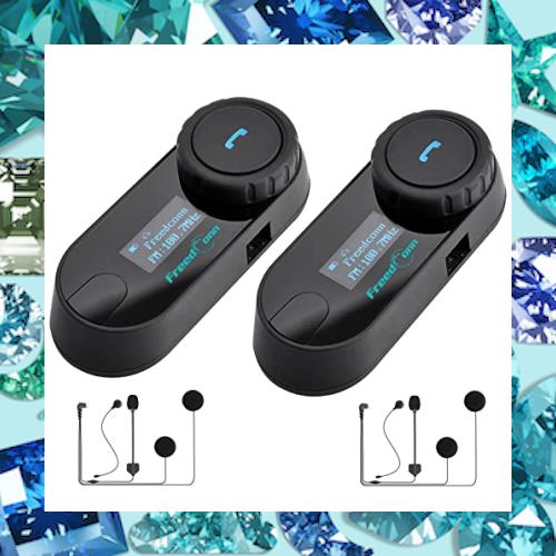 FreedConnインカムバイク用Bluetooth 800M 無線通信 2人同時通話 LCDスクリーン付き音楽を聴Siri対応ヘルメット用イヤホン 電話応答 IP65