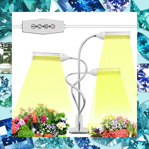 YTA 【最新型】植物育成ライト LED 110W 室内栽培ランプ アルミニウム タイミング定時機能（3H / 9H / 12H） 6段階調光 観賞用 3ヘッド付