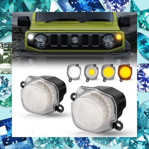 POPMOTORZ 新型スズキジムニー LEDウィンカー ジムニーシエラJB64 JB74フロントランプ パーツ クリアウインカーレンズホワイト＆アンバーの通販は