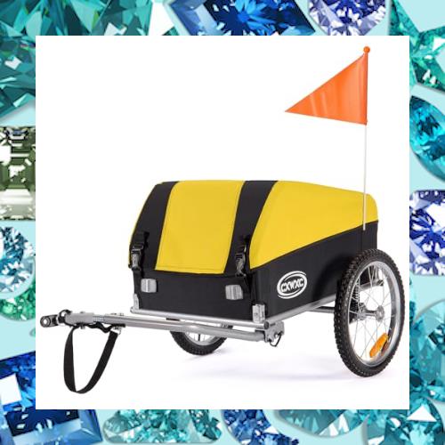 CXWXC サイクルトレーラー 自転車 トレーラー 折りたたみ 耐荷重40kg 防水カバー付き イエロー（CX-20218）