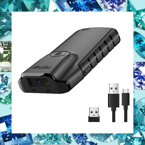 NETUM Bluetooth 2Dバーコードスキャナー、3-in-1小型ポータブルQRバーコードリーダー自動ワイヤレスガンスキャンバッククリップタブレッ
