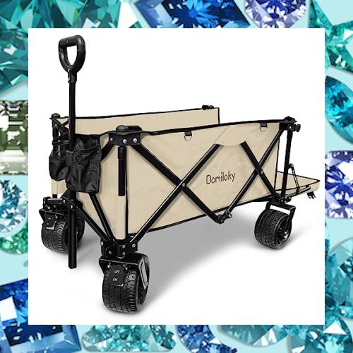 Domiloky キャリーワゴン ブレーキ付き 大型タイヤ 耐荷重120kg 長物対応 キャンプワゴン 140L大容量 折り畳み 運動会 ビーチ 釣り BBQ 19,729円