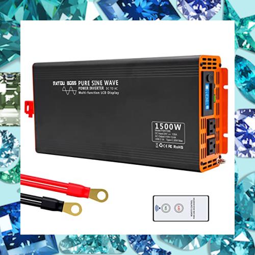 DATOUBOSS インバーター 正弦波 24V 1500W 純正弦波 インバーター DC 24VをAC 100Vに変換 3口出力ソケット×2、USBソケット×1、Type-C×の通販は
