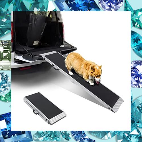 折り畳み アルミ スロープ 犬用， gardhom ペットスロープ 153*38CM 滑り止め 大型犬 関節を保護 アルミブリッジ 荷重180？ 玄関 段差解