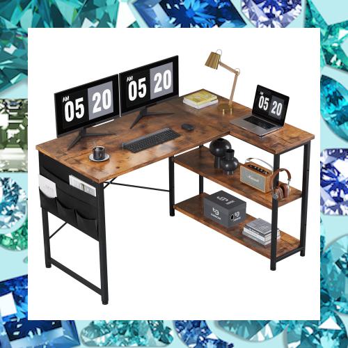 YeTom パソコンデスク 机 学習机 ?子 右棚左棚 幅107cm computer desk ゲーミングデスク l字デスク pcデスク 収納袋付き勉強机 b?n h？c