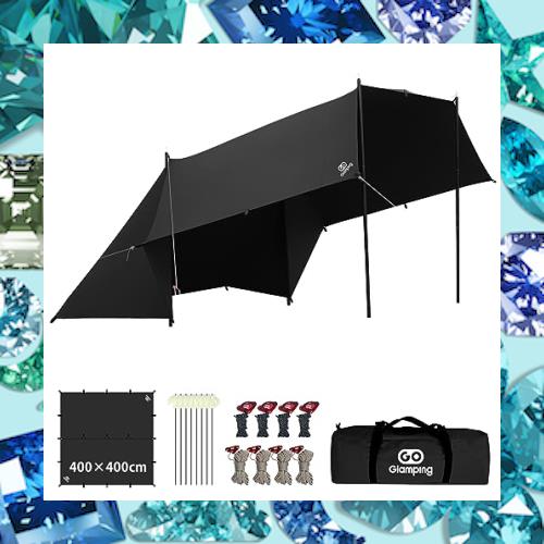 GOGlamping HENGEN+スクエアタープTC 正方形タープ ポリコットン 焚き火可 【19箇所ループ・特殊防水テープ付き】500mm耐水圧 撥水加工