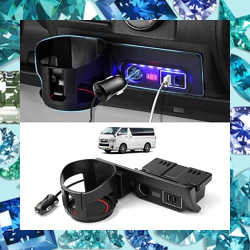 GIMUYA トヨタ ハイエース 200系 増設電源ユニット レジアスエース 分配器 シガーソケットx2 QC3.0 USBポートx2 スマホ 急速充電 TOYOTA の通販は 5,201円