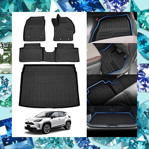 Jiooy トヨタ ヤリスクロス フロアマット+ラゲッジマット フルセット TOYOTA YARIS CROSS 2020年8月-現行 3D立体フロアマット 防水 トラ