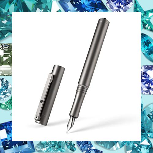 KeyUnity KP02 万年筆 チタン合金製 細字ペン先 詰め替え可能 シルバー