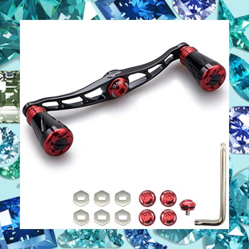 HEIGHTEN 115mm リール ハンドル シマノ ダイワ アブガルシア 通用 ベイトリール 用 Pillar Series (レッド＆ブラック) (197)
