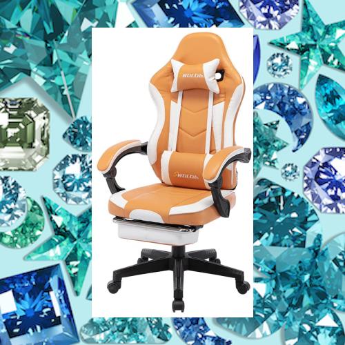 SWOLOL ゲーミングチェア 女性 オットマン付き フラワー式デザイン 花の言葉 多機能 連動ひじ掛け ゲーム用 デスクチェア レディース PU