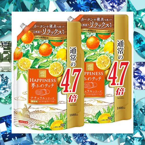 【まとめ買い】 [大容量] レノアハピネス 夢ふわタッチ 柔軟剤 シトラス＆ヴァーベナ 詰め替え 1,880mL × 2個