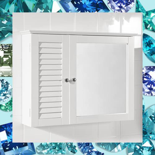 SoBuy ミラーキャビネット 浴室ミラー 洗面所用 おしゃれ 収納棚付き 木製 北欧風 幅65×奥行15×高さ49cm お風呂鏡 玄関鏡 壁掛け (BZR5の通販は 9,340円