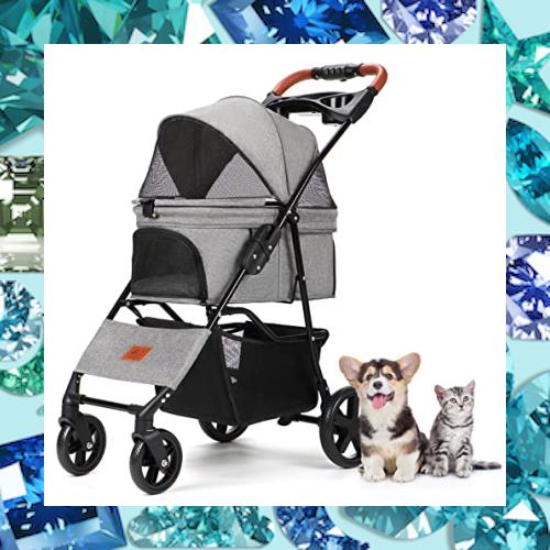 Aikenn ペットカート 犬用ベビーカー 小型犬 折り畳み犬用カート ペットキャリーカート ペットバギーミニ 4輪タイプ 犬介護用カート 猫犬 12,197円