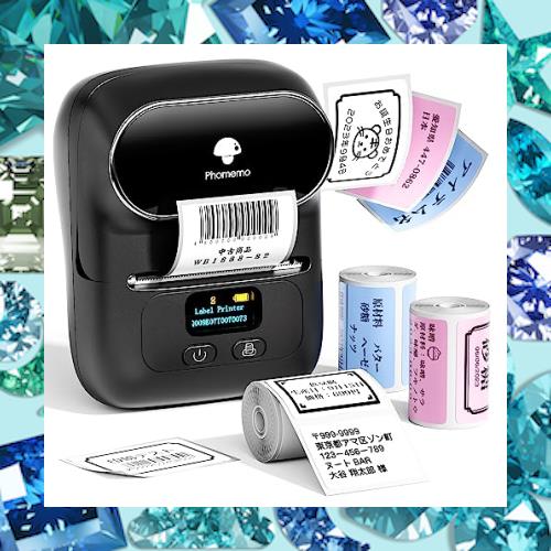 ラベルライター Phomemo M110 感熱ラベルプリンター ラベルライター本体+3巻ラベル付き スマホプリンター 値札プリンター モバイルプリン