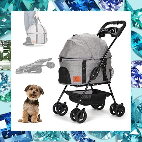 Aikenn分離式 ペットカート 4輪360°回転 折りたたみ 犬用ベビーカー 猫犬兼用 軽量コンパクト 取り外し可能 組み立て簡単 ペット用ベビ