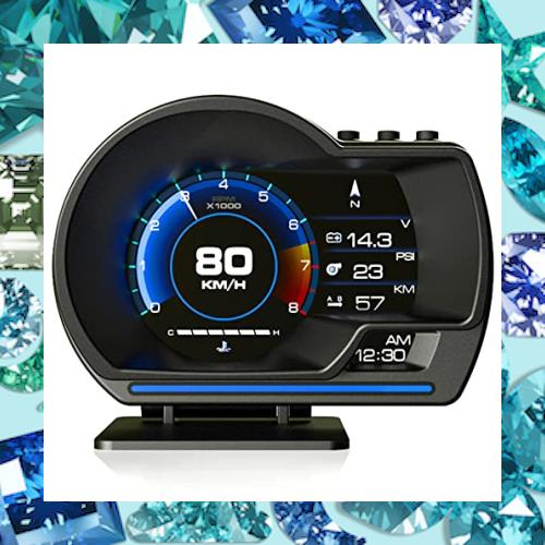 GIGC 車ヘッドアップディスプレイ、スピードメーター、タコメーター、GPS+OBD2モード マルチメーター、障害診断、警告機能付き（日本語版