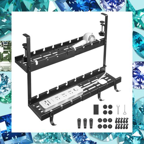 IMILLET ケーブルトレー 伸縮 ワイヤーケーブルトレー 配線隠し ケーブル収納 幅28.5-55cm 耐荷重20？ デスク 収納 穴あけ不要 アップグ