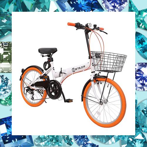 折りたたみ自転車 折り畳み自転車 20インチ シマノ６段変速 カゴ付 ワイヤ錠・ライトのプレゼント付き 前後泥除け装備 ハンドルの高さ調