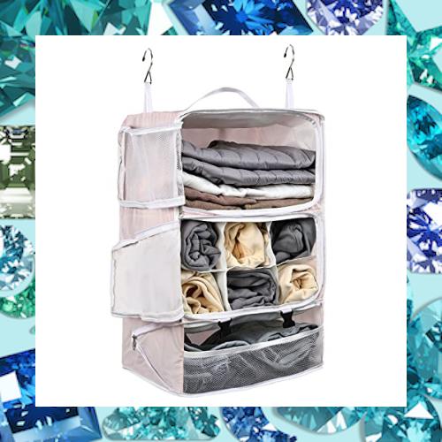 [タビトラ] 収納ボックス 吊り下げ インナーバッグ 衣類 つりさげ 収納 ラック 旅行 出張 持ち運べるクローゼット 省スペース 大容量 3段