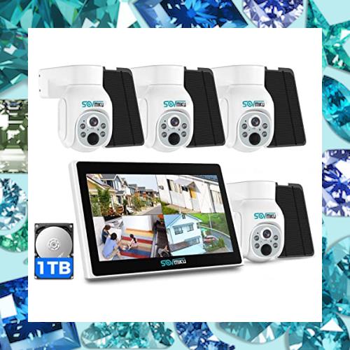 【400万画素・ソーラーパネル給電】SOVMIKU最新型 防犯カメラ ワイヤレス小型NVR ソーラーカメラ４台 遠隔監視 防水等級ip66 AI動体検知