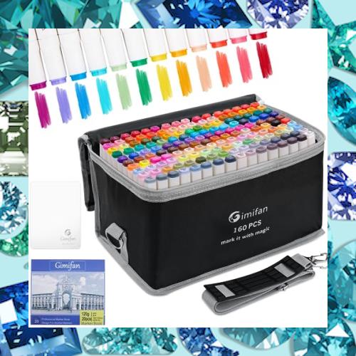 Gimifan 160本 マーカーペン 太字・細字 コミック用 画材 イラストマーカー キャリングケース付きの通販は 5,343円
