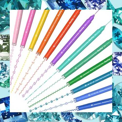 カーブペン+0.4mm細字ペン（18色） Aechy カーブペン 水性ペン 18本カラーペンセット ツインマーカー 細字ペン先 18種類ローラースタンプ 速乾 手帳/ノート/カード作り 子供 大人 筆記用具（18色