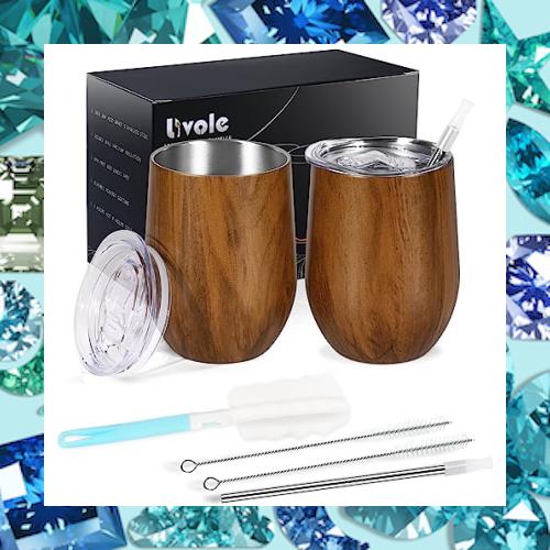 Livole ステンレスタンブラー タンブラー 真空断熱 保冷 保温 二重構造 蓋付き こぼれない ストロー付き 350ml 2個セット ペアタンブラー