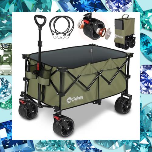 Sekey【幅10cmの極太ノーパンクタイヤ】【ベアリング付き】 大容量135L キャリーワゴン 耐荷重150kg 【収納サイズが類似品で最小級】 コの通販は 12,168円