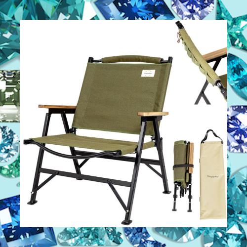 シンプルミー Simpleme カーミットチェアキャンプ チェア軽量 アルミ折りたたみ コンパクトウォールナットアームチェア 座面高 31.5cm 耐の通販は