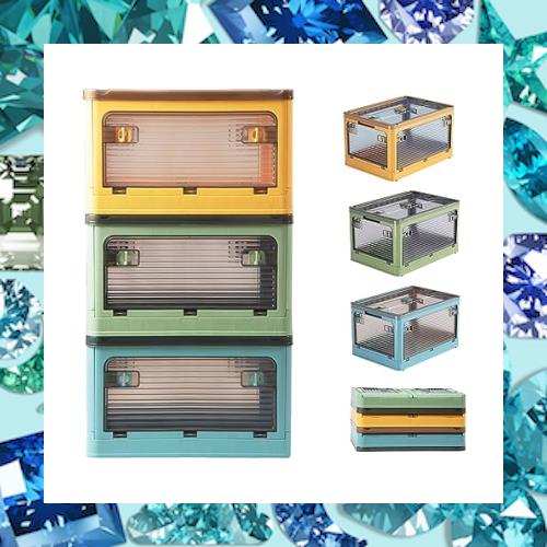 HEDONLEE 収納ボックス 折りたたみ ５面開き 全方向から取り出せる 収納箱 収納用品 収納ケース 蓋付き キャスター付き 半透明 積み重ね
