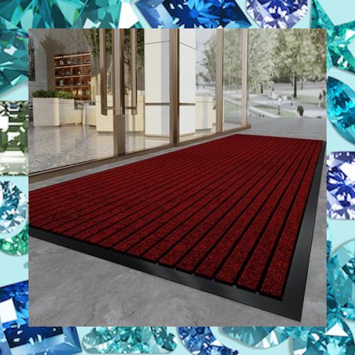 玄関マット業務用 家庭用 屋外室内 無地 大判 滑り止め防音手触り良いお手入れ洗える速乾（レッド 90*180）の通販は 6,396円