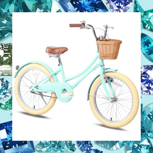 Glerc 20インチ女の子 子供用自転車 小学生 可愛いこども自転車 キッズバイク 組み立て式 貼り紙DIY 幼児 通学自転車 藤カゴ付き 6〜12歳