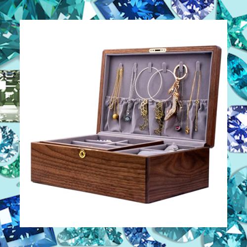 IRIVER BLANK 精巧なブラックウォールナットウッドジュエリーボックス＆オーガナイザー＆ホルダー: ？ 高貴でエレガントな収納ソリューショ