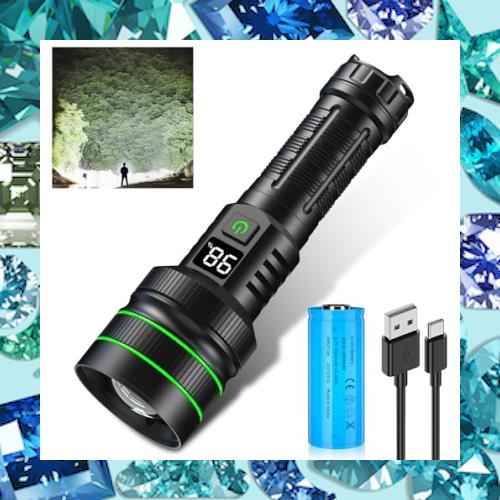 懐中電灯 led【2024最新登場 記憶機能 大液晶画面デジタル残量表示】 強力 軍用 最強 超高輝度ルーメン Type-C USB充電式 超長遠射 ハン
