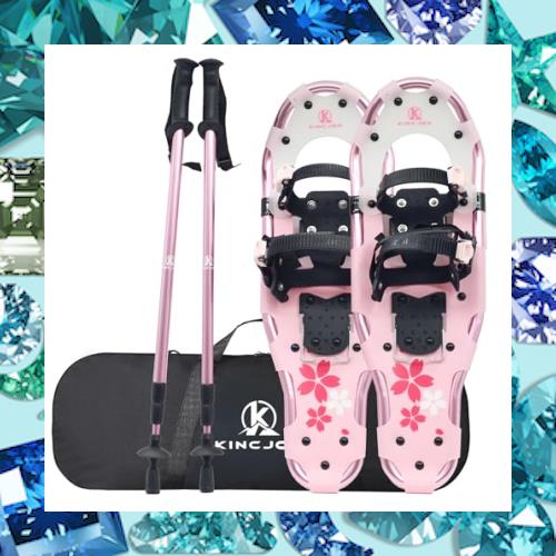 2023年最新【Amazon.co.jp限定】アジア人向けデザイン スノーシューセット kincJon かんじき トレッキングポール付きアルミ製 すべり止め
