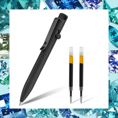 KeyUnity KP03BK ボルト アクション ボールペン クリップ付き チタン合金 EDC ポケット ペン 格納式 メタル ボールペン 毎日持ち運び用