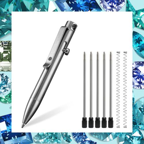 KeyUnity KP04ST ボルト アクション ボールペン クリップ付き チタン合金 EDC ポケット ペン 格納式 メタル ボールペン 毎日持ち運び用の通販は 7,686円