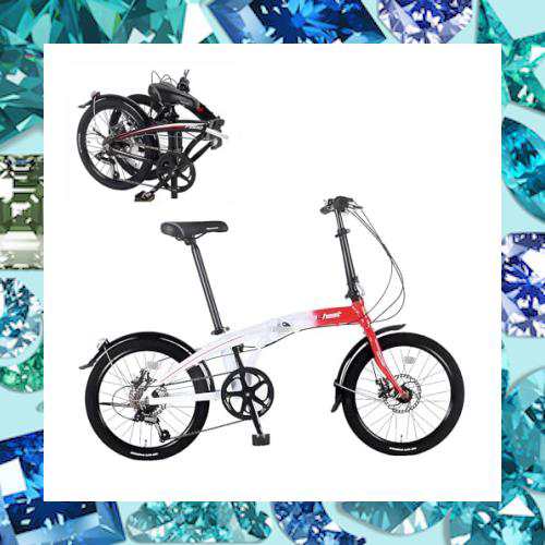 【初心者向け】 Ripwheat 折り畳み自転車 20インチ シマノ7段変速 前後Vブレーキ 組立簡単 アルミ合金ボディ ライト付き ウォーターカッの通販は